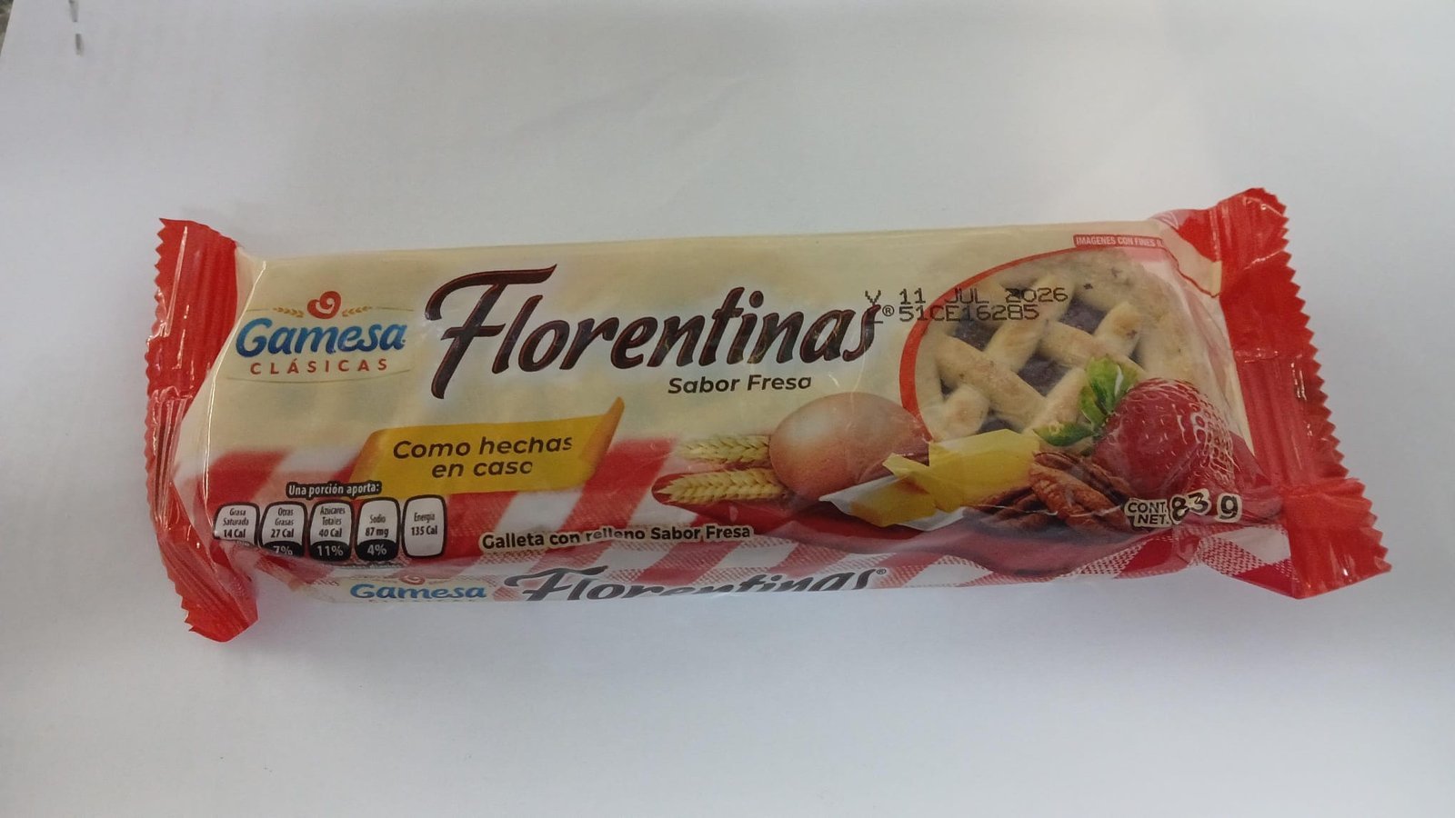 Galletas con relleno sabor fresa ( Florentinas ) 83g